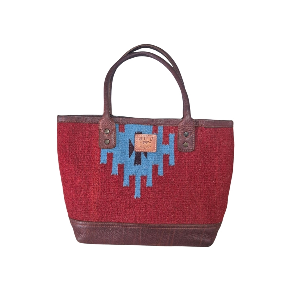 Will Leather Goods Red and Brown Tote Bag